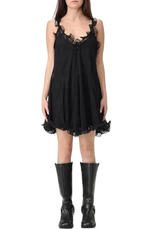 ANIYE BY Femme, Robes, Noir, Taille: 40 FR Robe Mini en Dentelle Noire Style Élégant