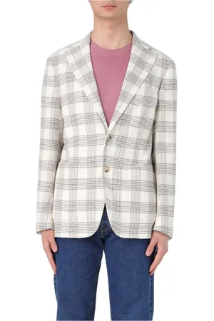 Manuel Ritz Homme, Vestes, Multicolore, Taille: L Blazer Beige à Carreaux Homme