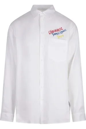 Dsquared2 Homme, Chemises, Blanc, Taille: S Chemise Blanche Oversize en Lin Estivale