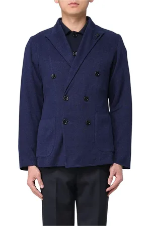 LARDINI Homme, Vestes, Bleu, Taille: M Blazer Bleu Ajusté avec Revers Cran