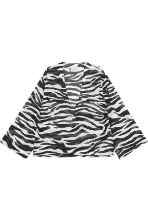 The Attico Femme, Blouses et Chemises, Noir, Taille: 36 FR Chemise à Manches Longues Col en V Noir/Blanc