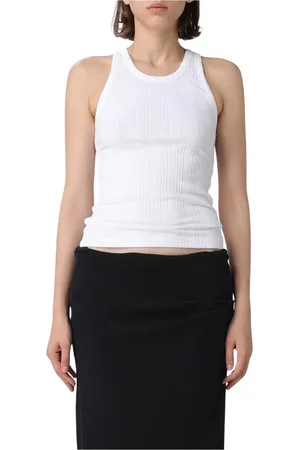 Helmut Lang Femme, Tops, Blanc, Taille: 42 FR Débardeur Côtelé Slim Fit Blanc