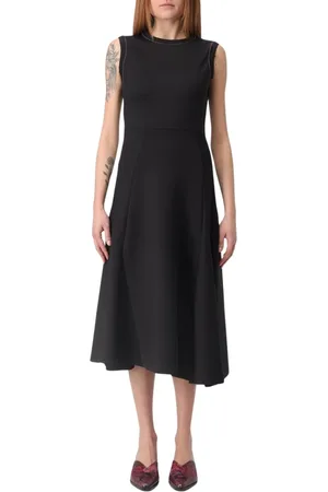 Fabiana Filippi Femme, Robes, Noir, Taille: 38 FR Robe Midi sans Manches en Laine Noire