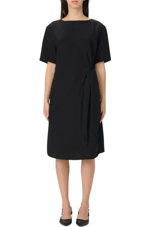 Emporio Armani Femme, Robes, Noir, Taille: 40 FR Robe Midi Bleue avec Jupe Plissée