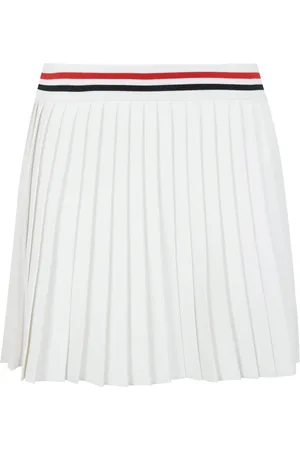 Thom Browne Femme, Jupes, Blanc, Taille: 38 FR Jupe Plissée avec Bande RWB