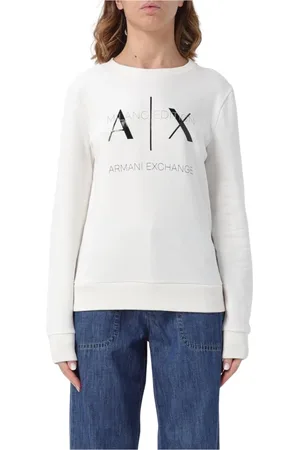 Armani Exchange Femme, Sweatshirts et sweats à capuche, Blanc, Taille: 36 FR Sweat à Col Rond Jaune Manches Longues