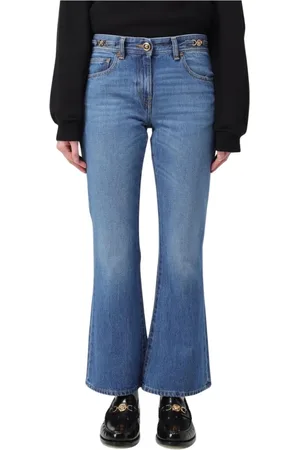 VERSACE Femme, Jeans, Bleu, Taille: W28 Élégant Jean Évasé Bleu avec Ceinture Medusa