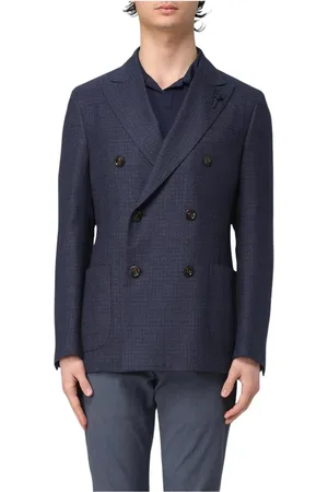 LARDINI Homme, Vestes, Bleu, Taille: M Blazer Bleu à Double Boutonnage Poches