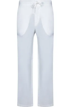 120% Lino Homme, Pantalons, Blanc, Taille: XL Pantalon en Lin Respirant avec Taille Élastique