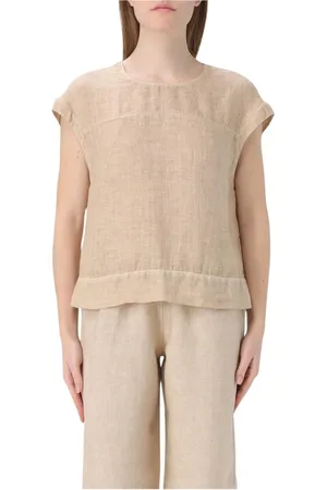 120% Lino Femme, Blouses et Chemises, , Taille: 36 FR Haut en Lin Coupe Décontractée