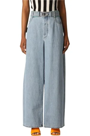 Bottega Veneta Femme, Jeans, Bleu, Taille: 36 FR Jean taille haute à jambes larges
