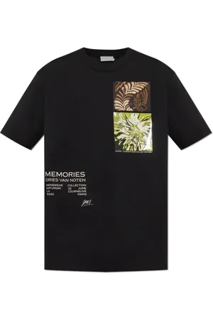 DRIES VAN NOTEN Homme, Tops, Noir, Taille: S T-shirt noir avec impression de défilé