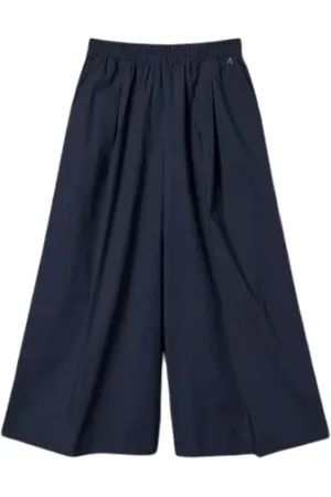Twin-Set Femme, Pantalons, Bleu, Taille: 38 FR Pantalon court en coton avec plis devant
