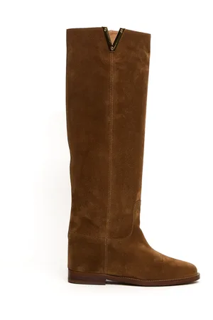 Via Roma Femme, Chaussures, Brun, Taille: 36 EU Botte en Daim Marron
