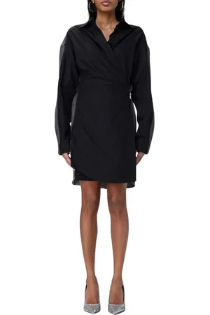 Diesel Femme, Robes, Noir, Taille: 42 FR Élégante Robe Mini bicolore