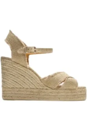 Castaner Femme, Chaussures, , Taille: 37 EU Espadrilles à Talon Compensé Croisé en Lin Métallique
