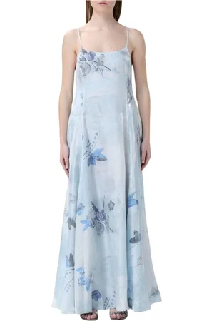 Emporio Armani Femme, Robes, Bleu, Taille: 40 FR Robe Maxi Bleue à Fleurs
