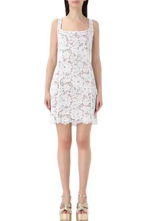 Michael Kors Femme, Robes, Blanc, Taille: 36 FR Robe Midi sans Manches Blanche avec Détail Plissé