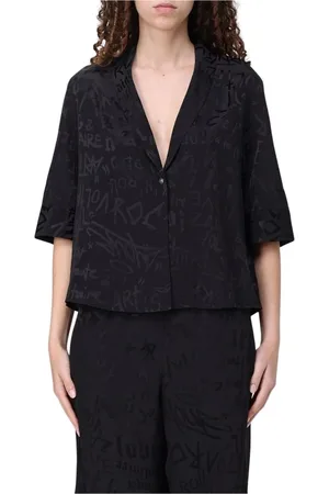 Zadig & Voltaire Femme, Blouses et Chemises, Noir, Taille: 42 FR Chemise en Soie à Imprimé Graffiti