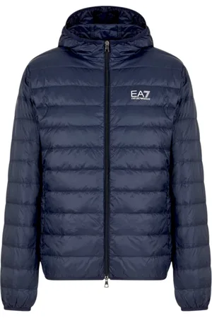 EA7 Homme, Vestes, Bleu, Taille: L Doudoune légère bleue avec capuche