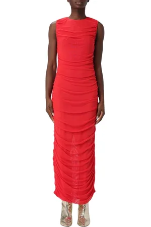 ROTATE Femme, Robes, Rouge, Taille: 38 FR Robe Longue en Maille Rouge