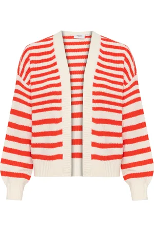 Saint Tropez Femme, Pulls, Rouge, Taille: 38 FR Cardigan Ouvert à Rayures Flame Scarlet