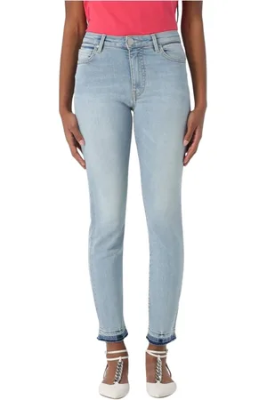 Pinko Femme, Jeans, Bleu, Taille: W32 Jean Cheville Skinny Ourlet Effiloché