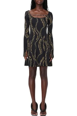 VERSACE Femme, Robes, Noir, Taille: 38 FR Robe Mini Imprimé Chaîne Noire