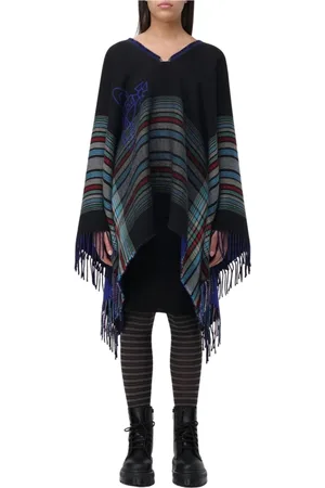 Vivienne Westwood Femme, Vestes, Noir, Taille: ONE Size Poncho Pull à Franges Noir