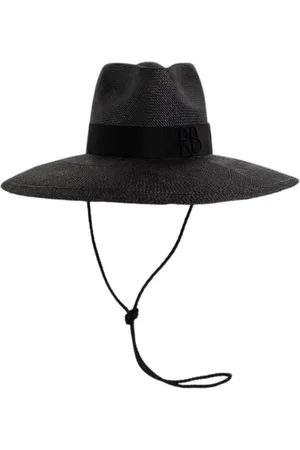 Ruslan Baginskiy Homme, Accessoires, Noir, Taille: L Chapeau Fedora en Paille Noire avec Large Visière