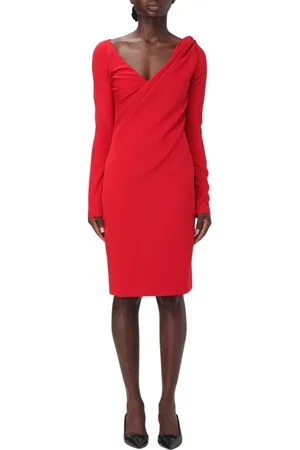 J.W.Anderson Femme, Robes, Rouge, Taille: 38 FR Robe Midi Rouge Col en V Manches Longues