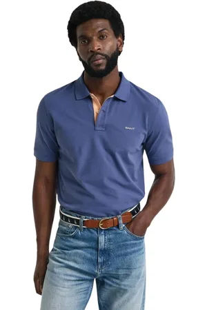 GANT Homme, Tops, Bleu, Taille: 3XL Polo Piqué Marine avec Détails Contrastés