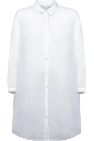 120% Lino Femme, Blouses et Chemises, Blanc, Taille: 38 FR Chemise oversize en lin blanc