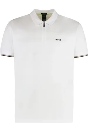 HUGO BOSS Homme, Tops, Blanc, Taille: 2XL Bords côtelés polo en coton