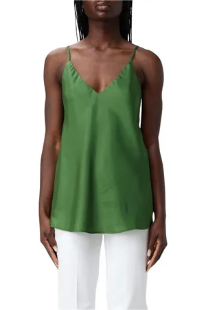 Liu Jo Femme, Tops, Vert, Taille: 38 FR Haut Cami en Soie Beige