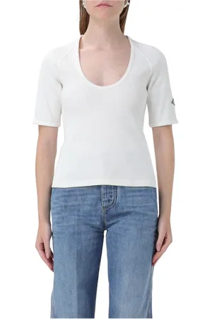 Bottega Veneta Femme, Tops, Blanc, Taille: 40 FR Haut côtelé à encolure dégagée en blanc