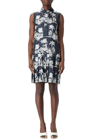 Max Mara Femme, Robes, Bleu, Taille: 36 FR Robe chemise bleue à imprimé tropical