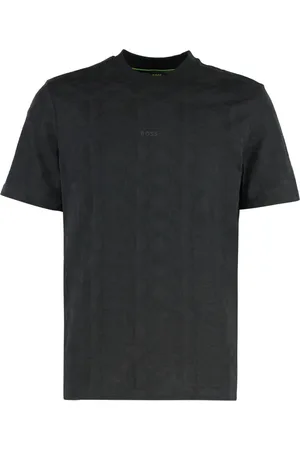 HUGO BOSS Homme, Tops, Noir, Taille: S T-shirt en coton à col rond côtelé