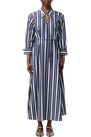Woolrich Femme, Robes, Bleu, Taille: 40 FR Robe Midi Bleue à Manches Longues