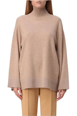 Elisabetta Franchi Femme, Pulls, Brun, Taille: 42 FR Pull Luxueux Camel Col Montant