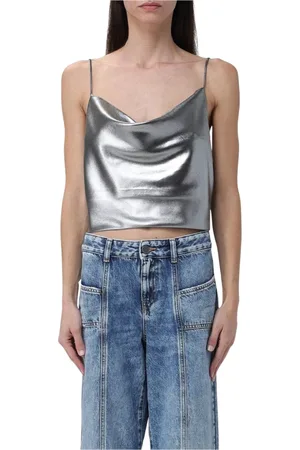 ROTATE Femme, Tops, Gris, Taille: 36 FR Haut Cami Métallique Argent