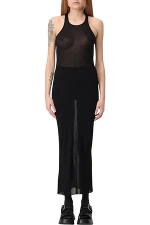 Rick Owens Femme, Robes, Noir, Taille: 36 FR Robe Maxi en Tricot Côtelé