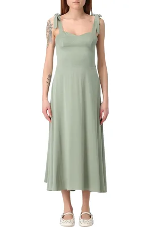 Armani Exchange Femme, Robes, Vert, Taille: 38 FR Robe Midi Verte avec TieShoulder