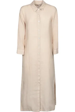 120% Lino Femme, Robes, , Taille: 44 FR Robe Chemise en Lin Élégante