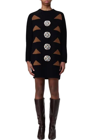 Max Mara Femme, Robes, Noir, Taille: 40 FR Robe Mini Chic en Tricot Géométrique