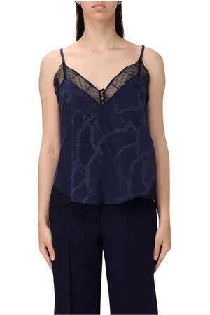Zadig & Voltaire Femme, Tops, Bleu, Taille: 40 FR Chemisier Bleu à Col en V et Boutons