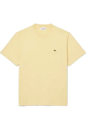 Lacoste Homme, Tops, Jaune, Taille: S T-shirt en Coton Bio avec Poche