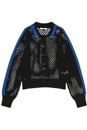 Patrizia Pepe Femme, Pulls, Noir, Taille: 38 FR Top en Maille Effet Résille