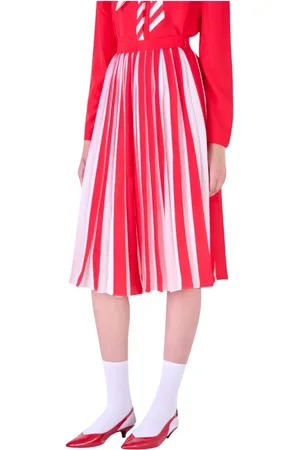 Silvian Heach Femme, Jupes, Rouge, Taille: 36 FR Jupe midi plissée avec couleurs contrastées