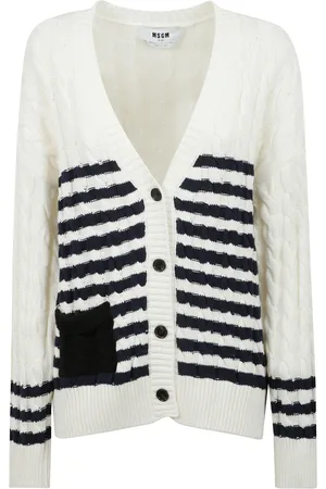 Msgm Femme, Pulls, Blanc, Taille: 40 FR Cardigan à Rayures